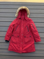 Pendleton Bachelor Western Cut Down Fur Hooded Parka Jacket Red Womens L