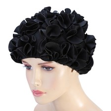 Women Children Flower Shape Fashion Elastic Swiming Hat Long Hair Swim Cap