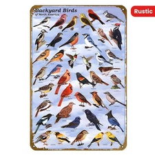 Vintage Backyard Birds of North America Metal Tin Sign Rustic Wall Art for Home