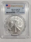 2023 W American SILVER EAGLE FS First Strike Flag PCGS MS70