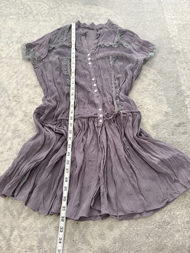 Vintage 90s Grunge Sheer Babydoll Dress Fairy Y2K Gray/Purple Women’s Large - Picture 8 of 9