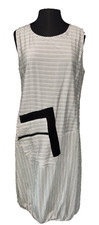 NEW Shana Apparel Midi-length Cocoon Dress Size Large Black White Pocket Artsy