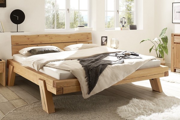 Balkenbett Massivholz 180X200Cm Kiefer Massiv Eichefarbig Honig Gebeizt NEU Ovp!-image