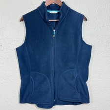 Woolrich Fleece Vest Lg Deep Indigo Navy Zip Pockets Outdoor Gorpcore Hike Trail