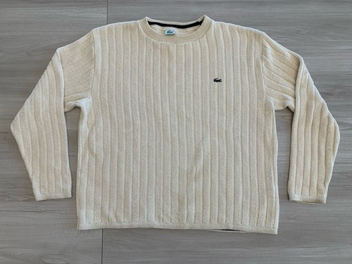 Lacoste Beige Cable Knit Sweater Men’s XL 100% Cotton Made In USA. Vintage Y2K