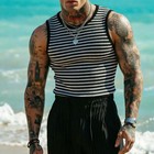 Débardeur homme manches rayé col ras du cou pour vêtements quotidiens de