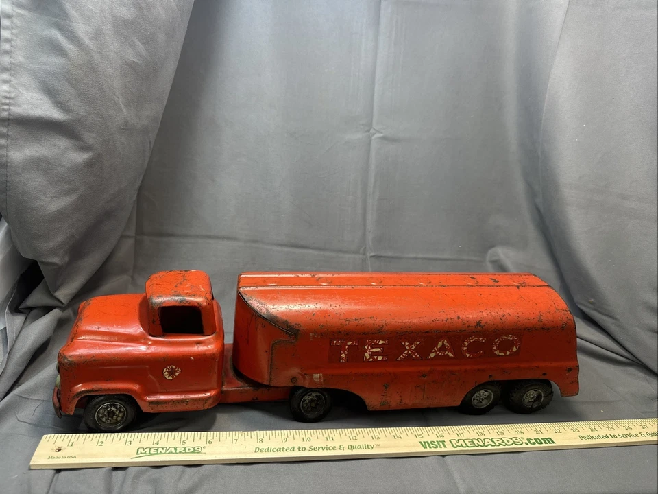 Vintage Buddy L Texaco Tanker Truck 1950s Pressed Steel 23.5" Gasoline Toy *READ - Image 3 of 4