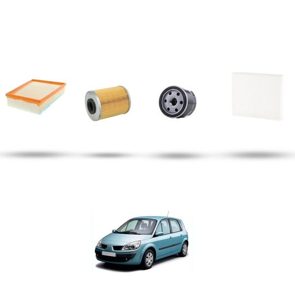 Hoffcar Set Service - 4 Filter FüR Renault Scenic Ii/Grand Scenic 1.9 DCI 85-image