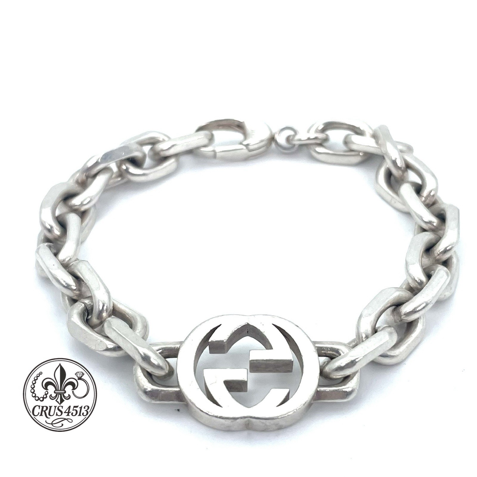 Gucci Classic Sterling Silver Interlocking Chain … - image 1