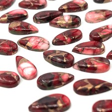 AAA  Red Rose Buffalo Copper Turquoise Cabochon Long Pear Shape Loose Gemstone