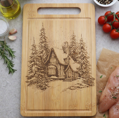 Bamboo Cutting Board - Custom Laser Engraved - Choose Cottage Image