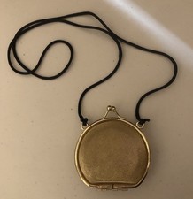 Vintage Goldtone Metal Mesh Kiss Lock Coin Purse Retro Change Pouch 1950s