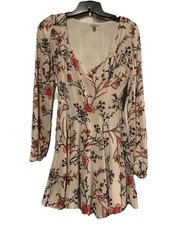 Urban Outfitters Womens Dress Ecote Mini Floral Long Sleeve Sz 0 Vneck