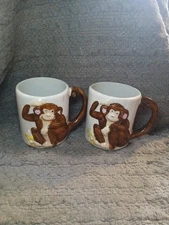 Two Vintage Monkey Coffee Cups with Tail Handle by JSNY in Taiwan
