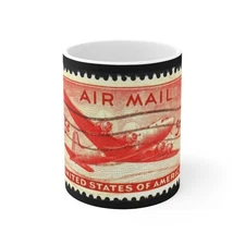 Airmail Stamp 1946 DC-4 Skymaster Mug – Vintage Plane 11oz Cup