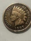 1897 Indian Head One Cent Penny Coin VF Condition, Philadelphia Mint