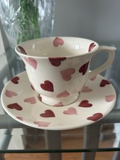 EMMA BRIDGEWATER CUP AND SAUCER IN HEARTS PATTERN
