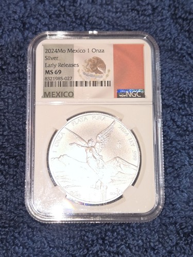 2024 Mexico 1oz Silver Libertad NGC MS69 - Early Releases White Core Flag Label