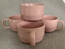 Typhoon Cafe Concept Stoneware Tea/Coffee Mugs x 4 ~ Pink 300ml.