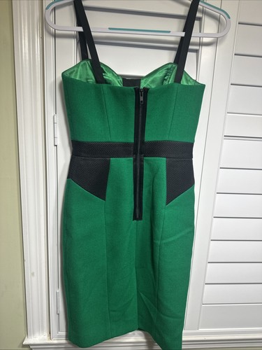 Original MILLY New York Green Black Color-block Wool Sheath Dress Size 2 - Picture 3 of 5