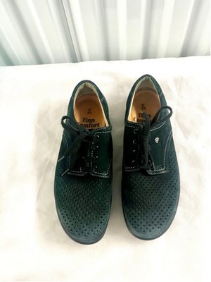 FINN COMFORT Black Suede Walking Oxford Perforated Lace Up Women's 6.5 (4.5 EU)