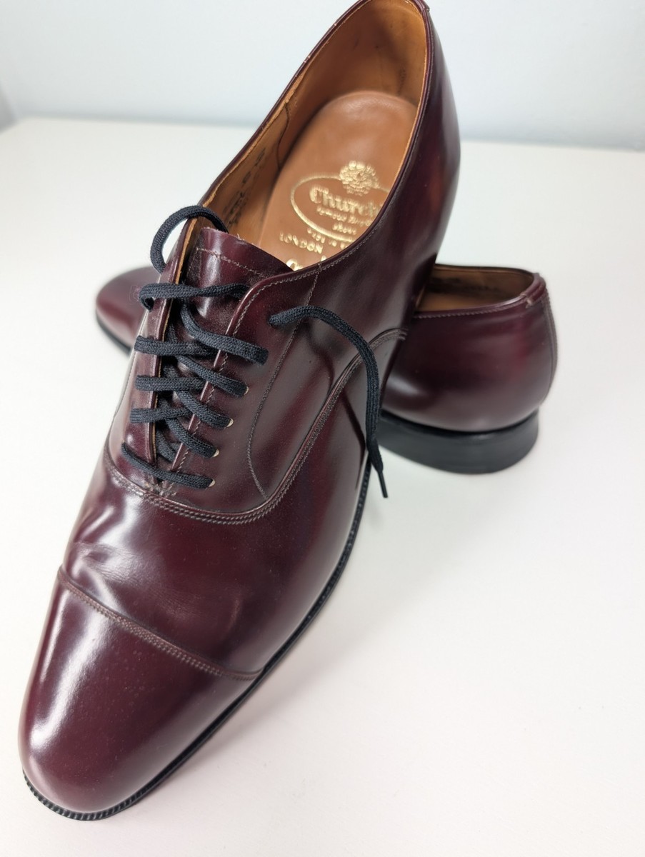 Church's Oxford Leather Shoes Black Consul Cap Custom Grade Blk US