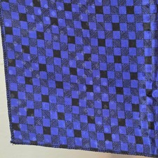 Vintage Cobalt Blue Black Checkerboard Square Scarf Made in USA Geometric
