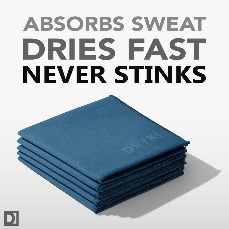 DRYKI Quick-Dry Microfiber Handkerchiefs 5 Pack - Sweat Rags for Gym & Sports - Image 3 of 4