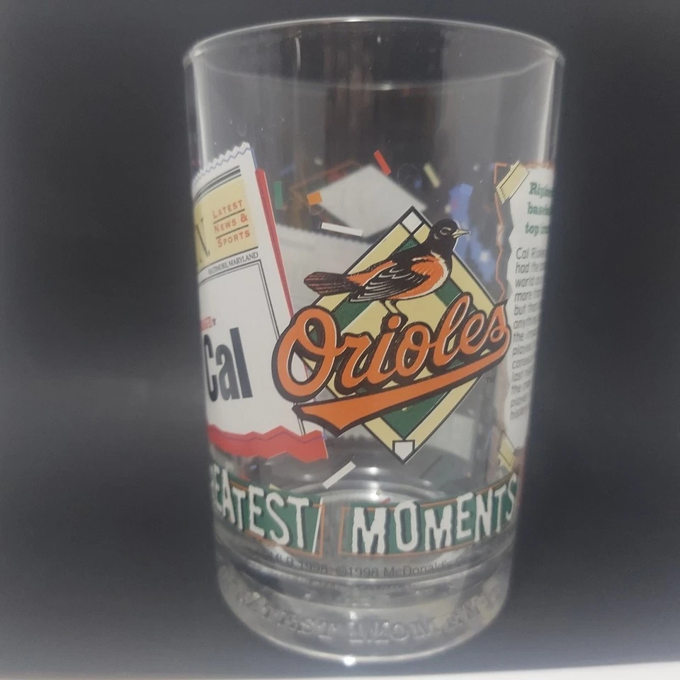 Vintage 1993 & 98 McDonalds Glasses Cal Ripken Orioles Greatest Moments Set Of 2 - Image 4 of 4