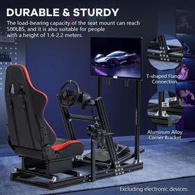 Supllueer 4080Aluminum Racing Sim Cockpit With TVStand Red Seat Fit LogitechG920