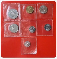 Lotto ITALIA - 7x MONETE  1+2+5+10+20+50+100 Lire 1969 - sigillate - Unc 