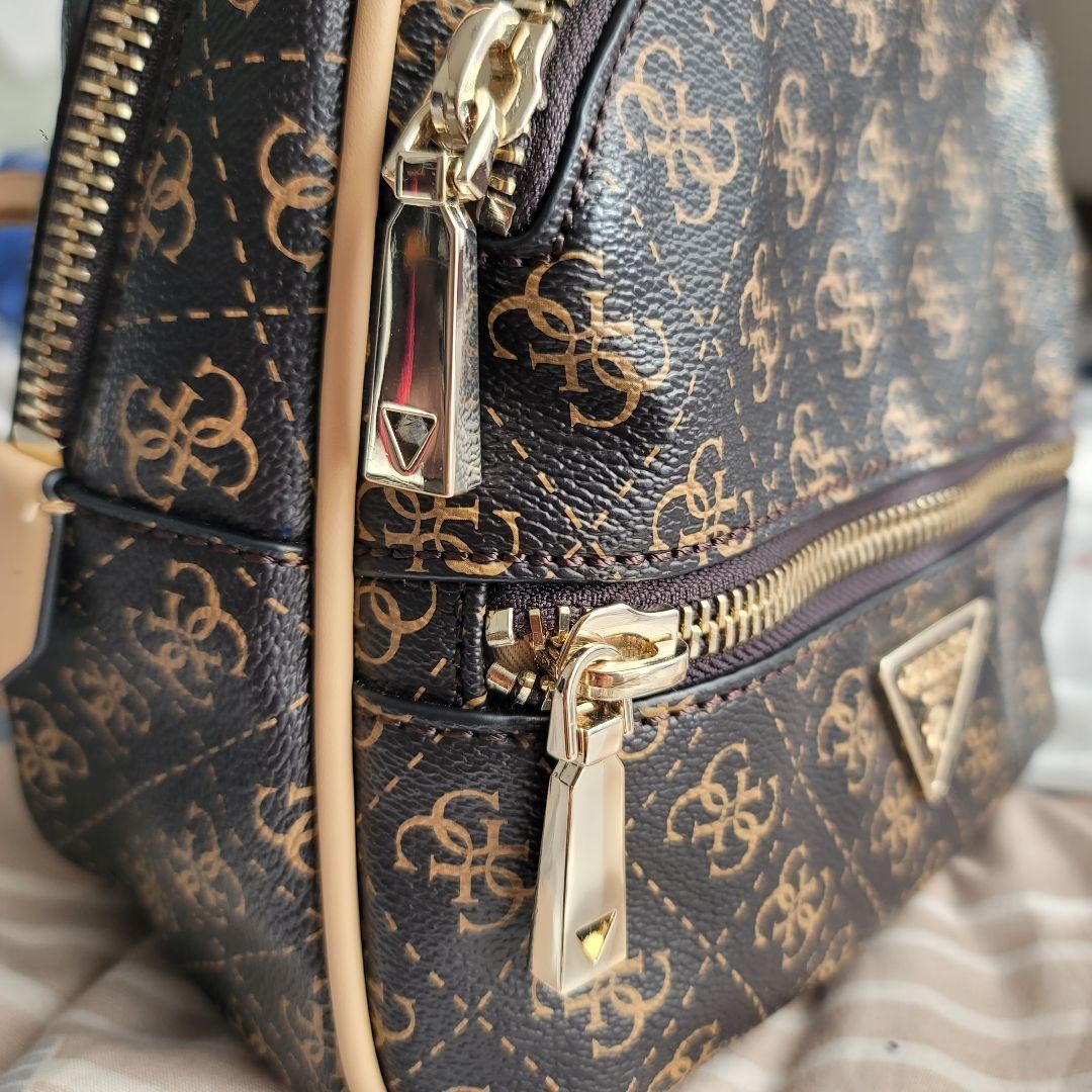 Guess Monogram Mini Backpack Brown Synthetic Leat… - image 3