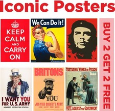 ICONIC POSTERS Poster Satin 220gsm Wall Art Print Picture A5 - A2
