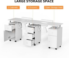 Rolling Nail Desk with One Touch Dust Collector for Home Nail Technician Station