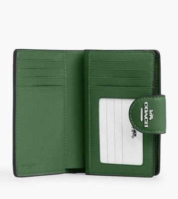 NWT Coach Medium Corner Zip Wallet In Signature Canvas Bright Jade