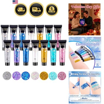 Body Glitter Gel 14 Pcs Mermaid Face Hair Glitter For Festival Cosplay Party