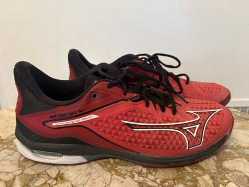 Mizuno Wave Exceed Tour 6 Tennis Shoes Red Black Men's Size 10 Dyna-Eyelet Wrap 