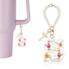 YaeYur Cute Cross Keychain Christian Gifts for Women Initial Charms for Stanl...