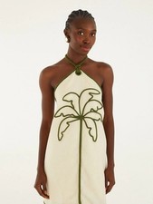 FARM Rio Sand Coconut Embroidered Halter Mini Dress Size Xl