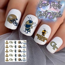Georgia Tech Football Waterslide Nail Decals Set Of 50 Instructions & Bonus