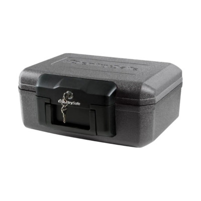 Small Portable Safe Lock Box Fireproof Security Storage Case with Handle Black
