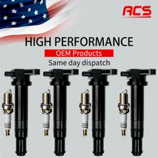 4X OEM Ignition Coil & Iridium Spark Plugs For Hyundai Accent Kia Rio 1.6L UF499