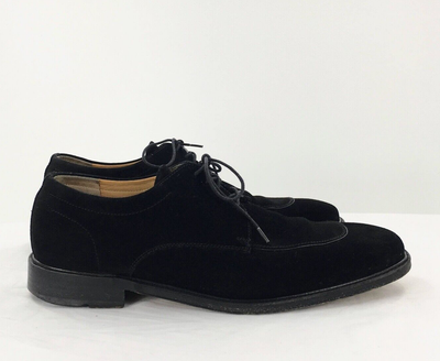 Salvatore Ferragamo Mens Suede Oxford Shoe Black Apron Split  display picture 3