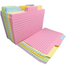 Tabbed Index Cards, 252pcs 6 Colours Flash Card Dividers Cards Ruled Notecards