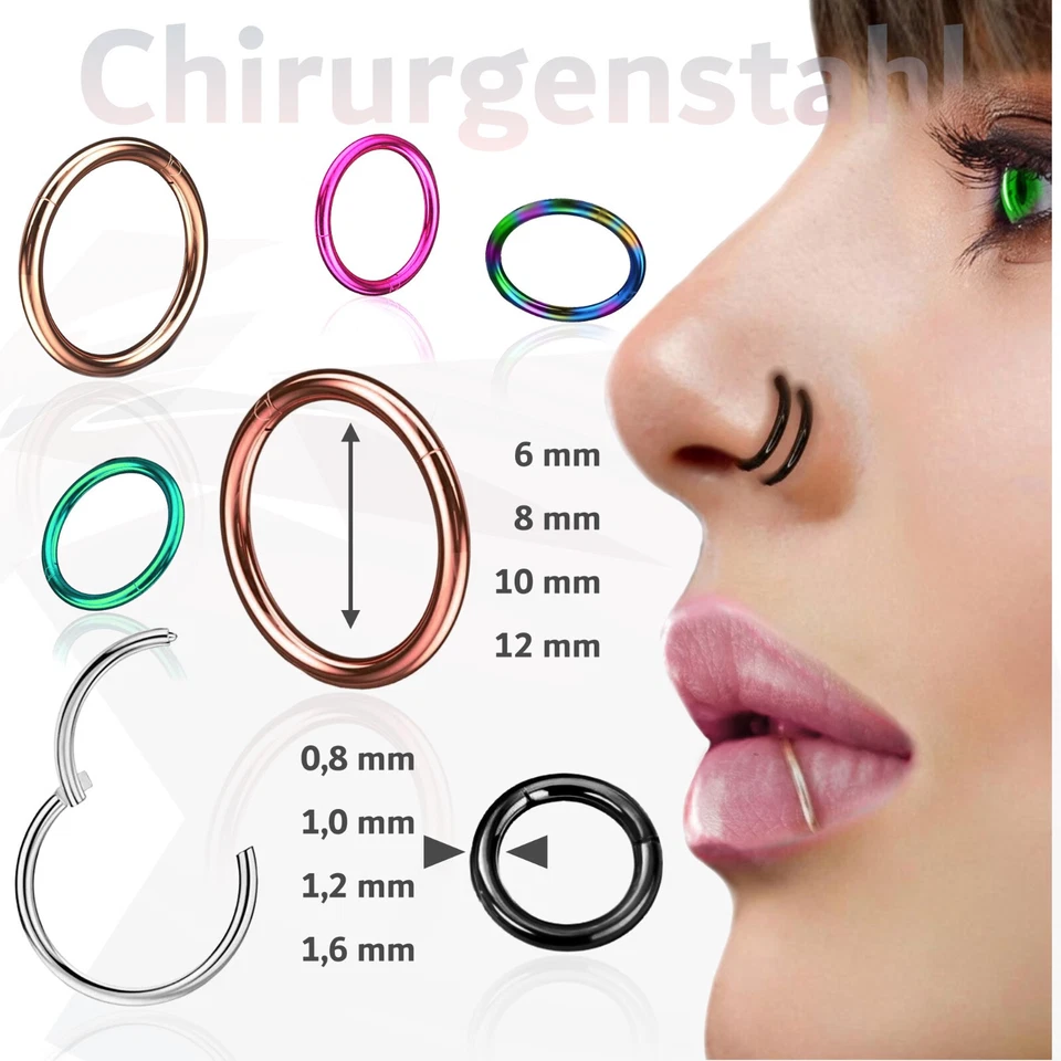 Ring Piercing Septum Nase Lippe Ohr Universal Tragus Helix ++BLITZVERSAND++ - Bild 2 von 2