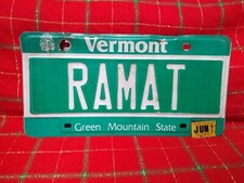 License Plate Vanity Vermont VT Vintage Ramat Or Ram At