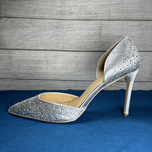 Bomba de aguja Badgley Mischka Jewel para mujer talla 11 Silver Grace 2 piezas satinada - Imagen 10 de 12