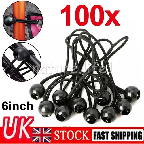 100PCS Bungee Ball Elastic Cord Black Loop Shock Cords Easy Fix Ties