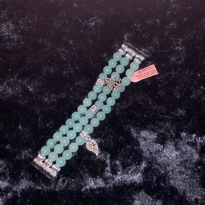 Apple Watch strap green aventurine bracelet charms Green Onyx and Green Aventurine Smartwatch Bracelet Watch  main image 2