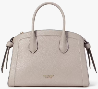 Kate Spade Knott Zip Top Satchel Bag Taupe Gray Leather  display picture 1